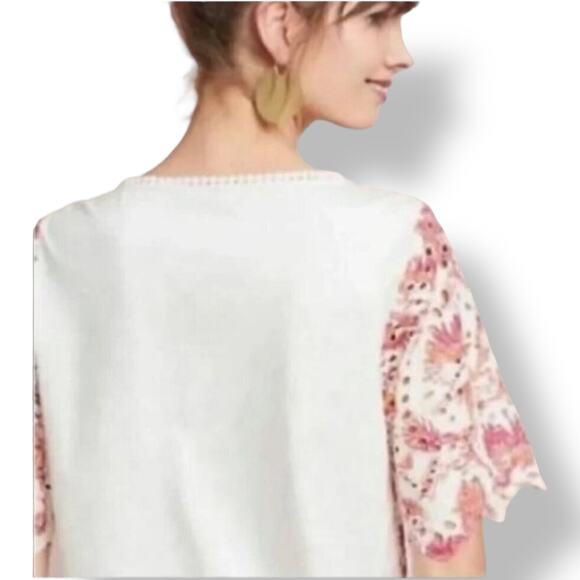 Anthropologie Porridge Arber Eyelet Lace Floral Top Women's S Coastal Resortwear - Picture 2 of 7